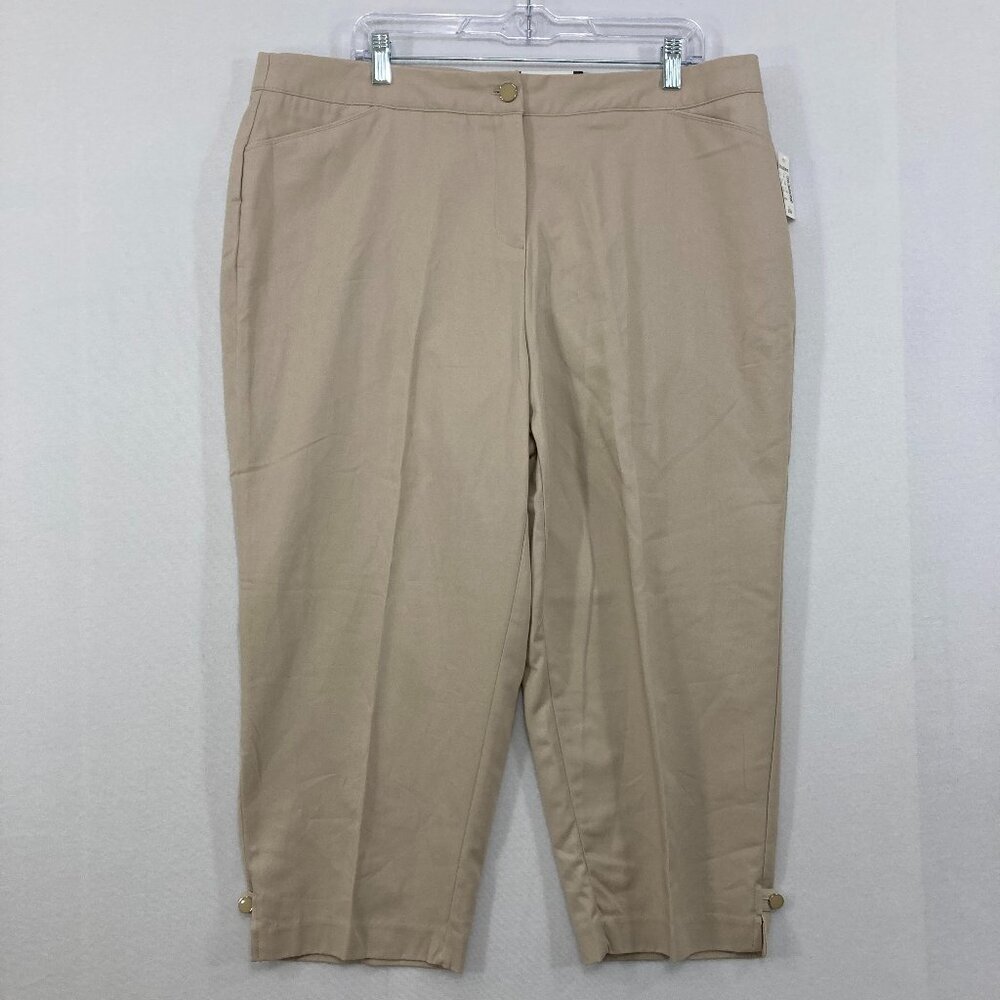 New Roz &‎ Ali size 16 Beige Cream Comfy Stretch Slim Leg Capri Pants